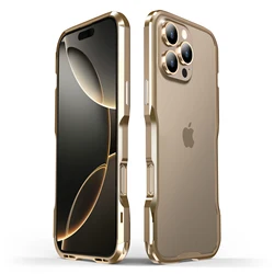 Luxury Aluminum Metal Frame Phone Case For iPhone 16e 15 14 13 12 Pro Max 16 Plus Metal Bumper Heat Dissipation Shockproof Cover