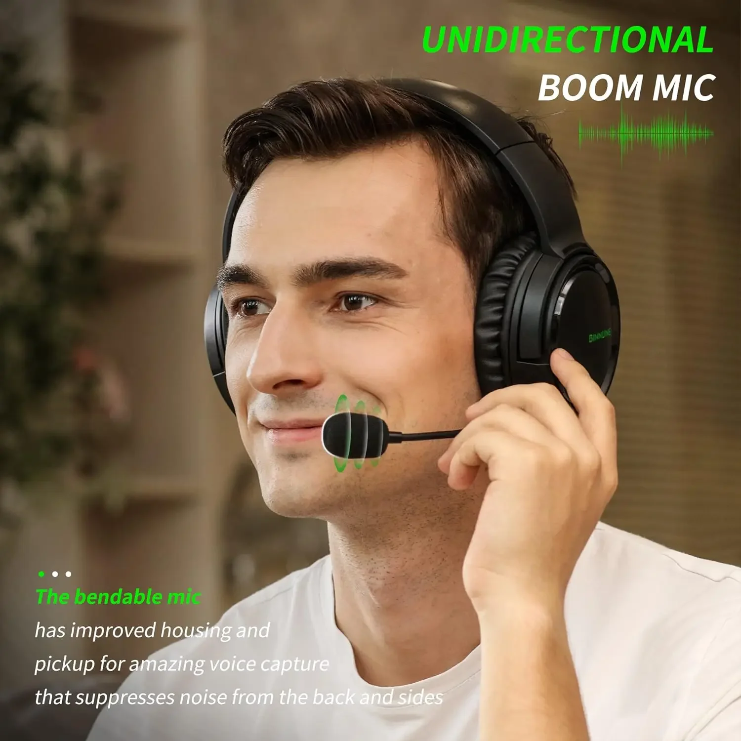 BINNUNE BG02 Gaming Headset com microfone, Xbox Series X, S, Xbox One, PS4, PS5, PC Switch, com fio Gamer Headphones