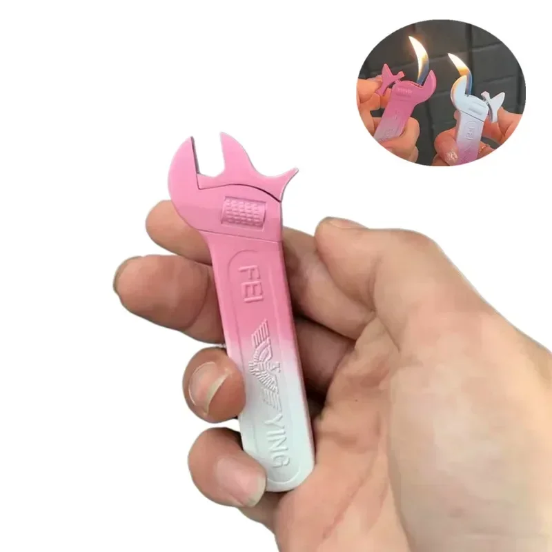 

New Inflatable Lighter Butane Torch Cute Mini Pink Metal Lighter Smoking Gadgets for Men Open Flame Cigarette Lighter Gift Tool