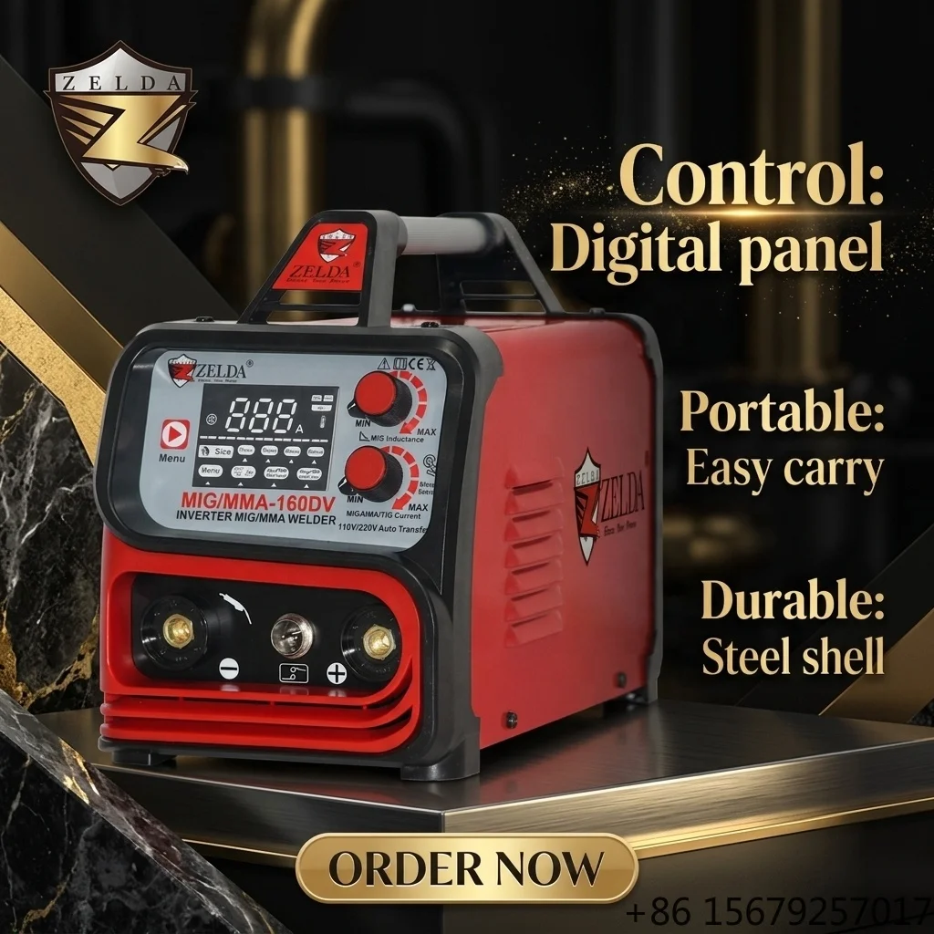 Portable Mini MIG Welder 110V 220V 3-in-1 MIG MMA TIG Gasless Flux Core Welding Machine for 1kg Spool Home DIY