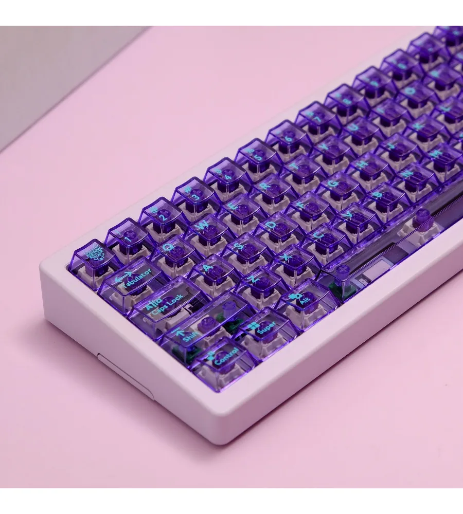 Purple transparent mechanical keyboard keycap PC material pad printing 114 keys cherry original factory height adaptation