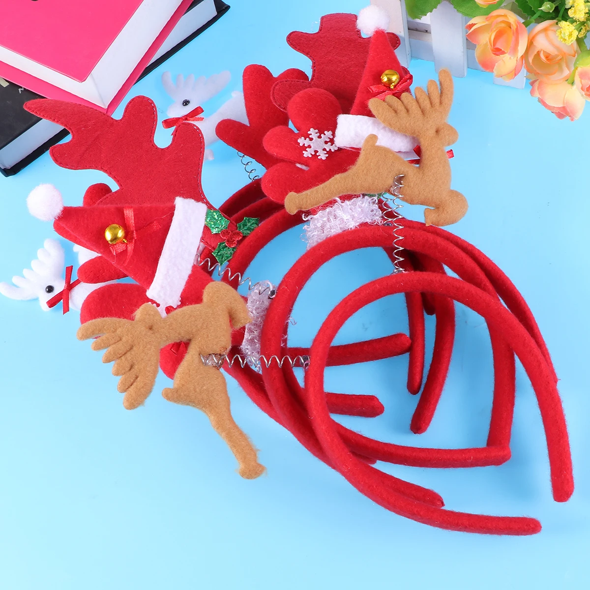 

6pcs Elk Horn Headb Christmas Headdress Headwear Hoop Child Lightweight Nonfading Party Costume Carnival Easter
