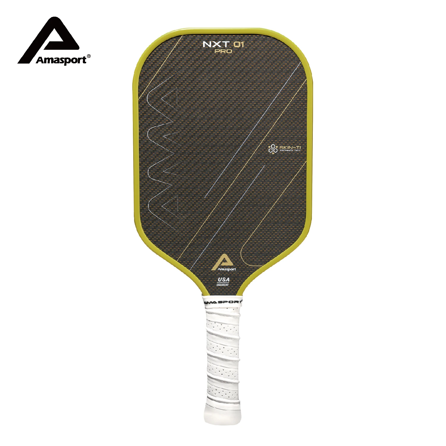 

AMA Sport 18K Carbon Fiber Pickleball Paddle Titanium Friction Surface Carbon-Encased Frame with Spin Edge Pickleball Racket