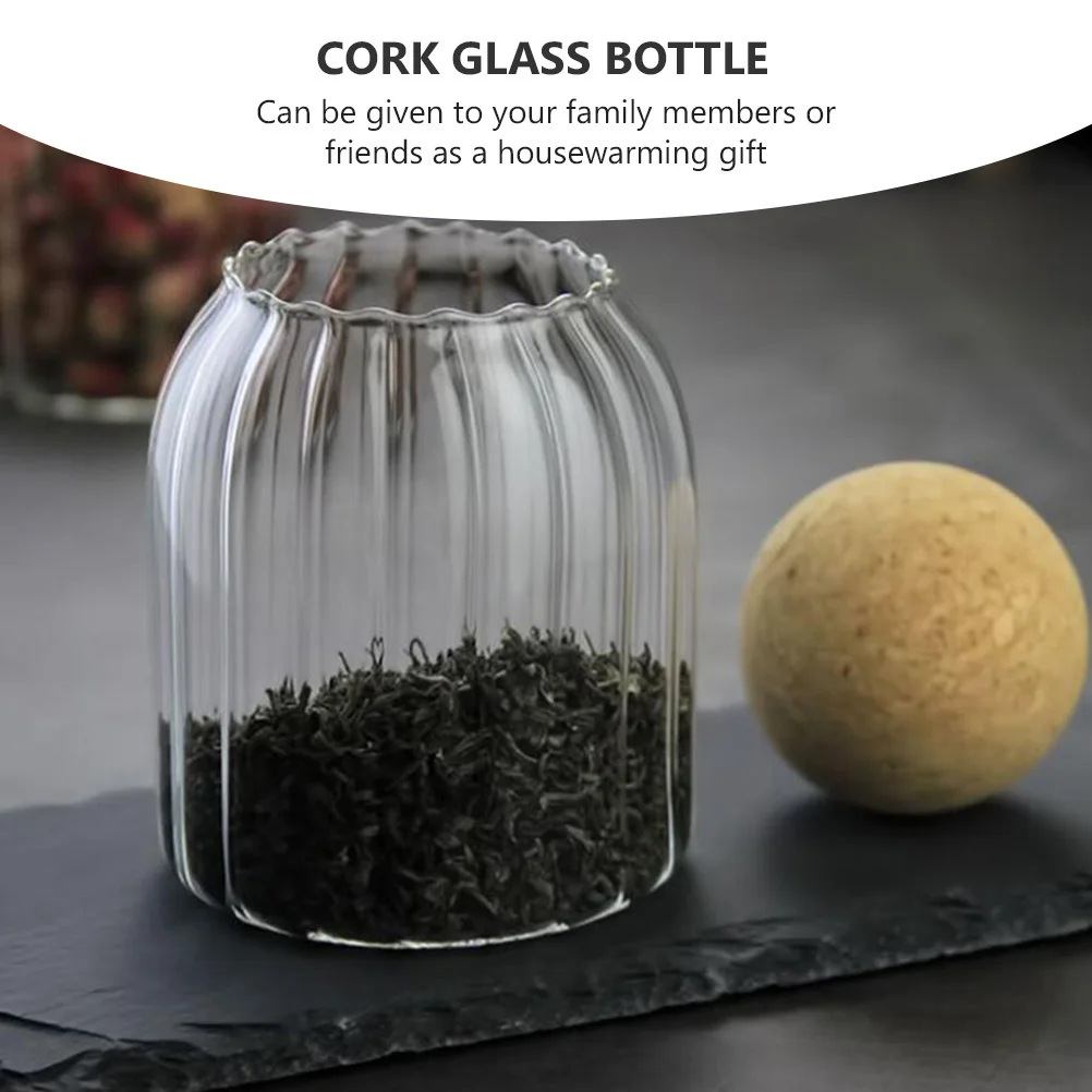

1Pcs Glass Tea Can Transparent Cork Sealing Storage Jar Heat Resistant for Dry Food Coffee Candy Honey Beautiful