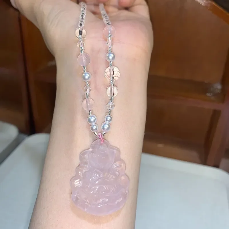 Pink Crystal General Fox Nine-tailed Fox Necklace Girlfriend Gift Spring and Summer Sweet Clavicle Chain Crystal Fox