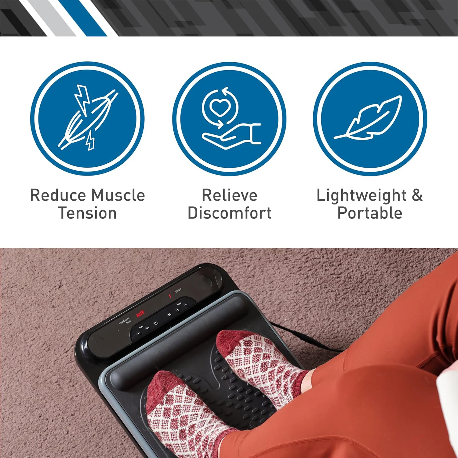 Foot Massager Deep Tissue Vibration Therapy with Remote Control for FastRelief Neuropathy Plantar Fasciitis Improves Circulation - view 6