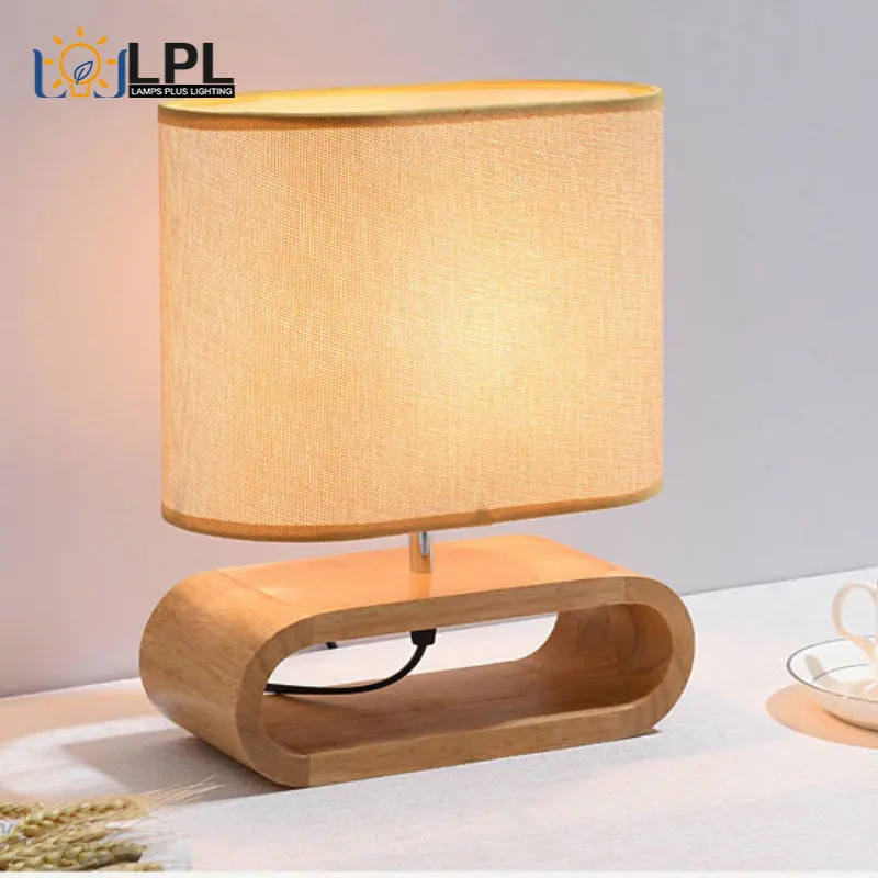 

Modern Nordic Solid Wood Table Lamp Creative Bedroom Bedside Light Living Room Study Hotel Children's Room Cloth Desk Light