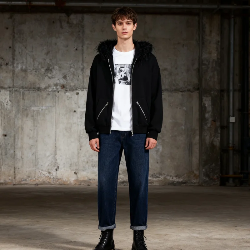 

Новая шерстяная толстовка с воротником на осень и зиму 2025 года, теплая куртка на молнии в уличном стиле, мужская и женская толстовка.