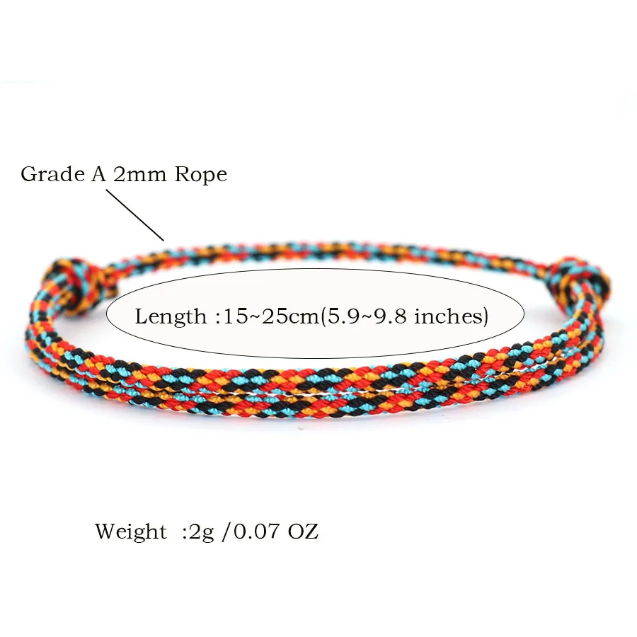 Minimalist Handwoven Rope Bracelet Unisex Sliding Adjustable 4 Styles Chroma 2mm Ethnic Cord Braclet Couple Casual Daily Jewelry image 3