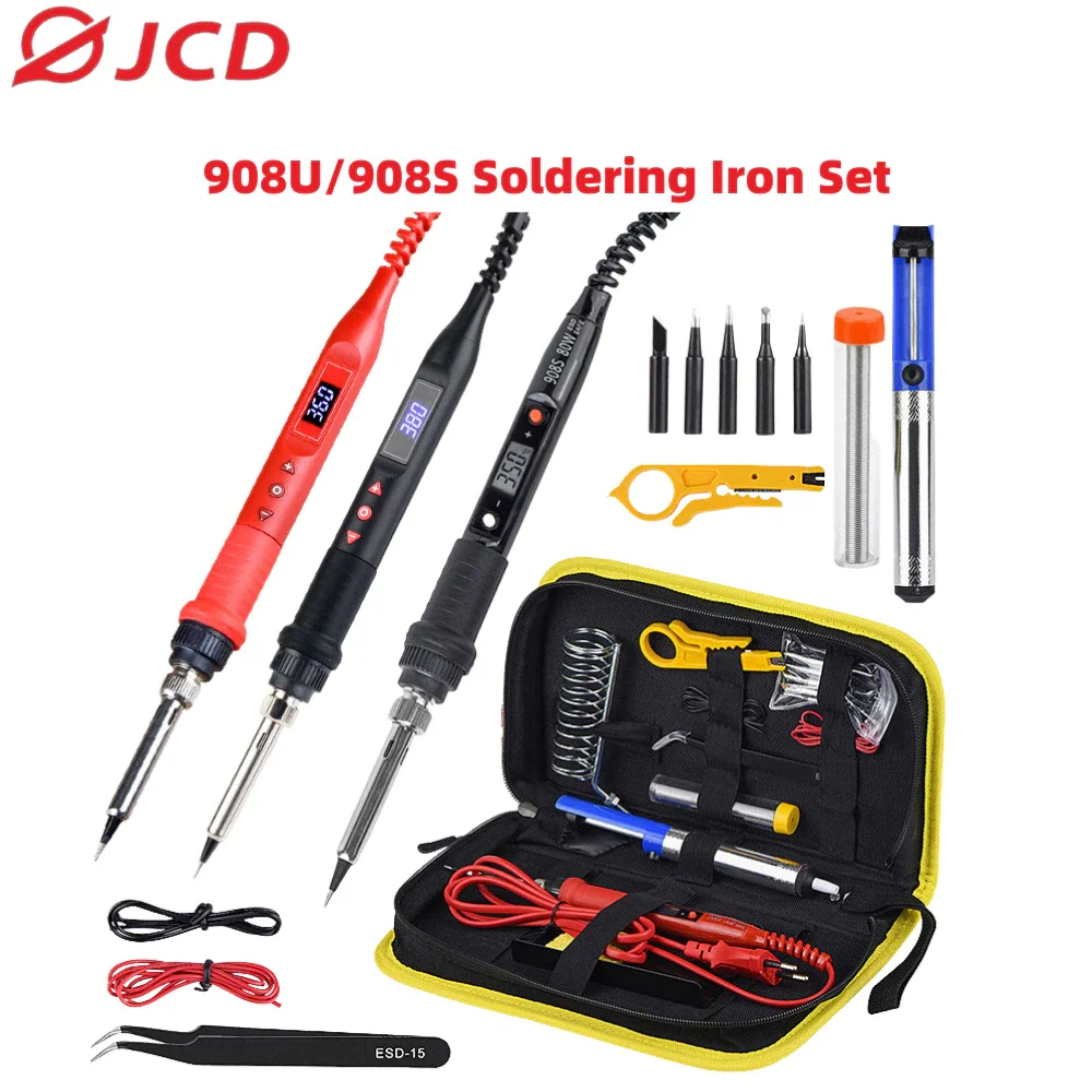 

JCD 80W Digital Soldering Iron Kit Temperature Adjustable 220V 110V Repair Welding Tools Ceramic Heater Soldering Tips Rework