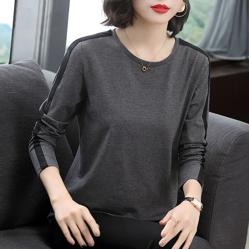 Long Sleeve Tees Shirt Women Fleece Thicken Plus Size Tops Casual Female Clothing Ladies Loose Round Collar Pullover Fall New