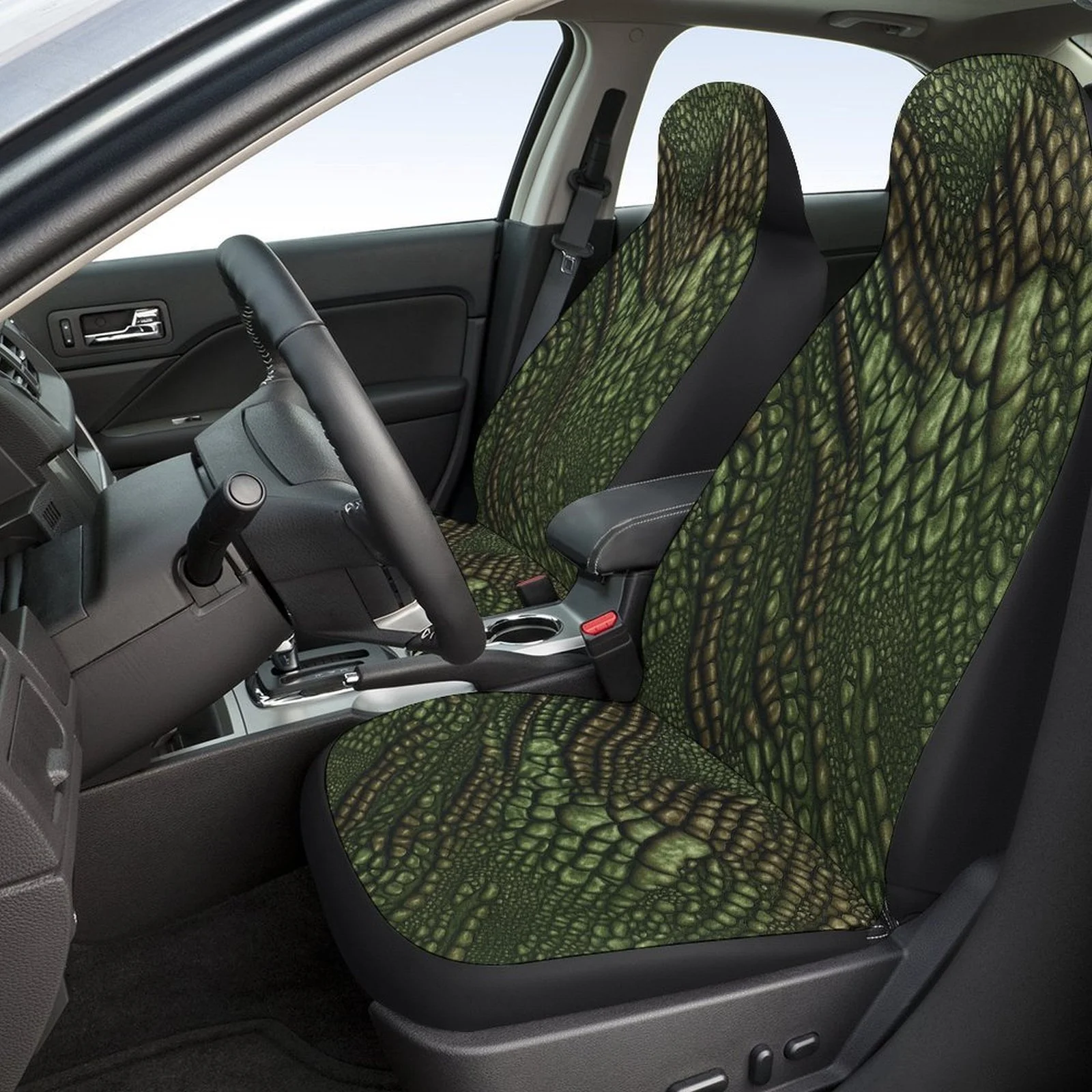 Crocodile Skin Texture Designed Car Seat Cover Set For Most Cars, Trendy Novelty High-quality Car Seat Protector Covers Full Set