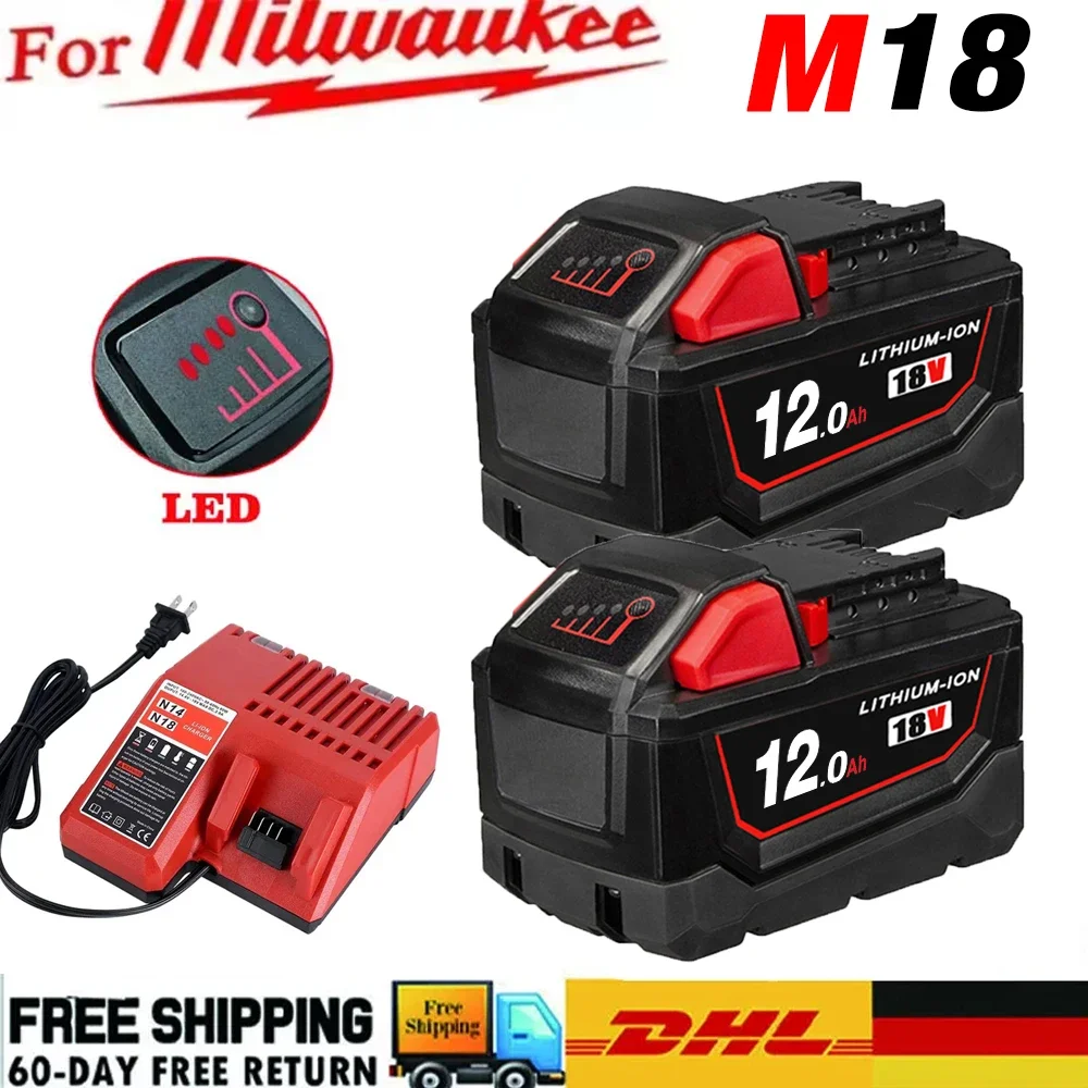 Original para Milwaukee 18V 12.0Ah aplicable a M18 48-11-1815 48-11-1850 2646-20 2642-21ct batería de litio de repuesto para Milwaukee