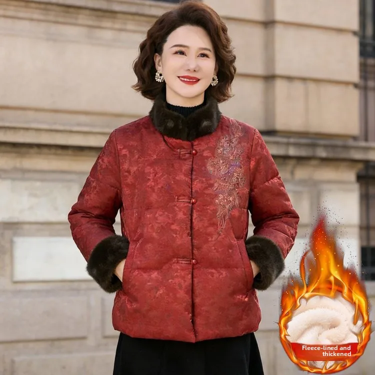 

Утепленная хлопковая куртка для женщин с воротником-стойкой, зимняя одежда для женщин среднего и старшего возраста, китайский стиль, модная.