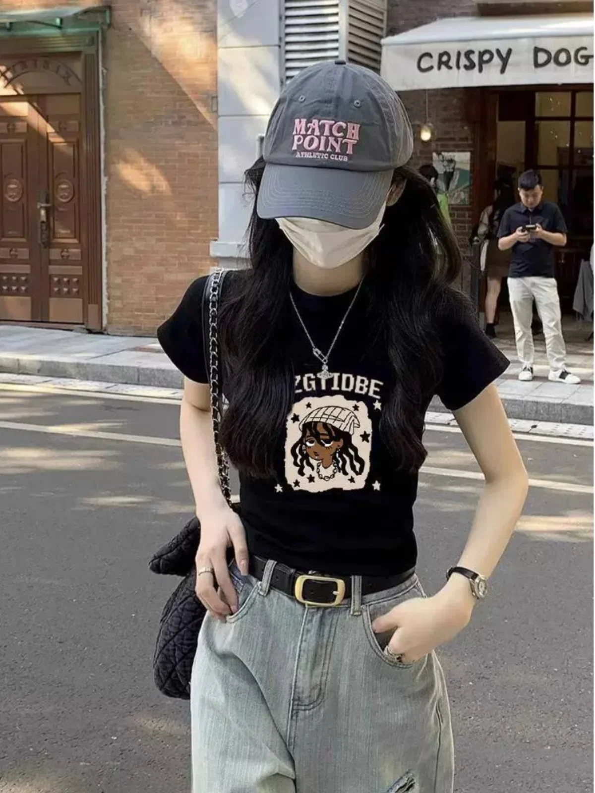 Slim Fit Short Sleeve T-Shirt Women's Summer New Design Shoulder Width Regular round Neckline Casual Love Pattern Bear Pattern