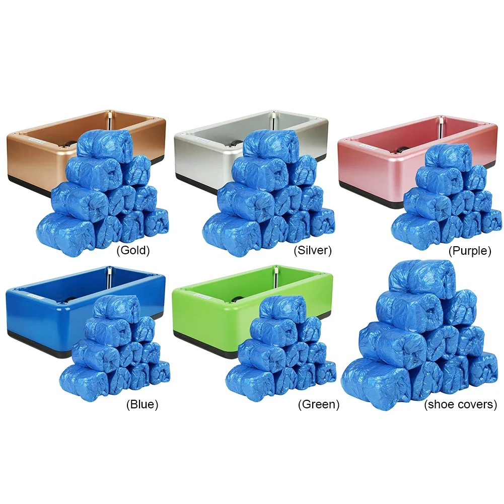 Automatic Shoe Cover Dispenser With100Pcs Disposable Shoe Covers Hand-Free Shoe Film Machine T Buckle for Indoor Rainy Floor