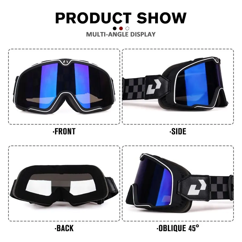 Retro Motorcycle Goggles Ski Glasses Sunglasses ATV Goggles Non-slip Belt AntiUV Cafe Racer Chopper Cycling Racing Free shipping