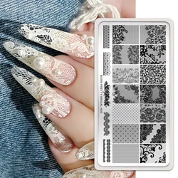 Geboren Mooie Bruids Kant Nail Art Sjablonen Vlinder Bloem Bladeren Geometrie Stempelen Platen Diy Afbeelding Afdrukken Stencil Tools