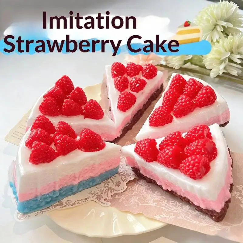 Round Triangle Fruit Strawberry Mousse Cake Decompression Toy Dessert Stress Relief Squeeze Fidget Toy