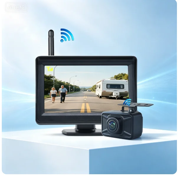 4.3 Inch Wireless HD Reverse Camera System IR Night Vision Parking Monitor 12V 24V for Car RV Truck Bus Trailer Van Lorry
