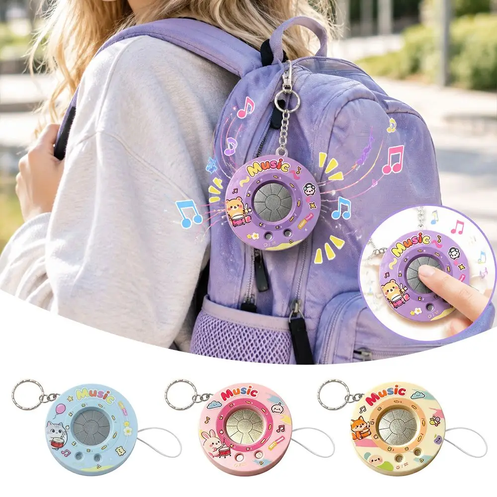 Gifts Cartoon Mini Piano Keychain Playable Keyboard Plastic Drum Kit Keychain Cute Style Round Shape Fun Sound Toy Party Favor