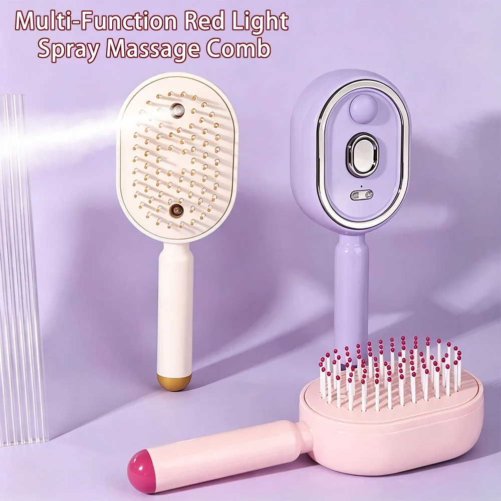 Multi-Function Red Light Spray Massage Comb Hair Care Portable Electric Spray Hair Brush Scalp Nourish Anti-Frizz Large Tank