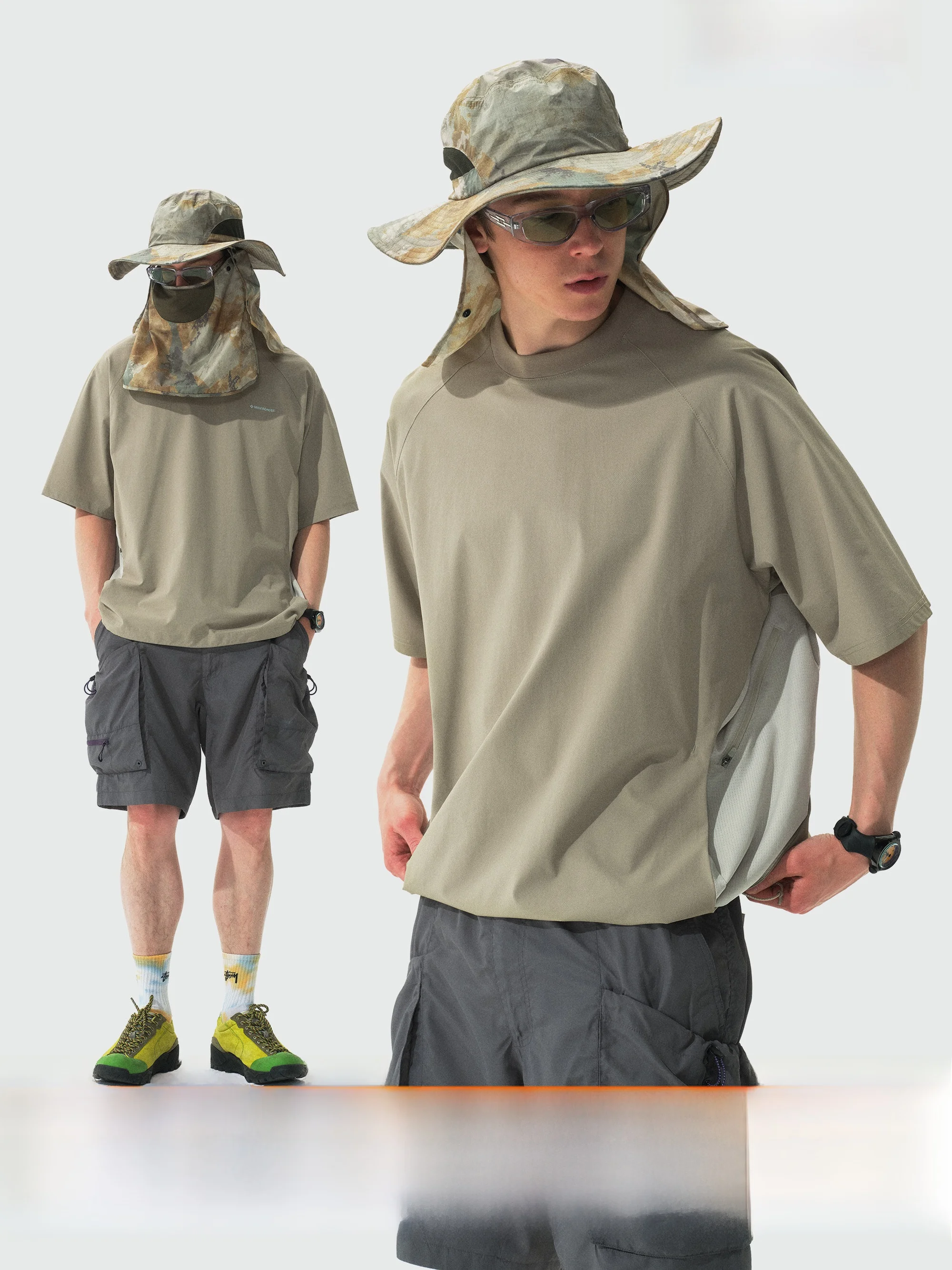 

Monterest Men's Loose Fit ort Sve T-irt Outdoor Moisture ng Cool Feeling Woven Workwear ket Summer Tee