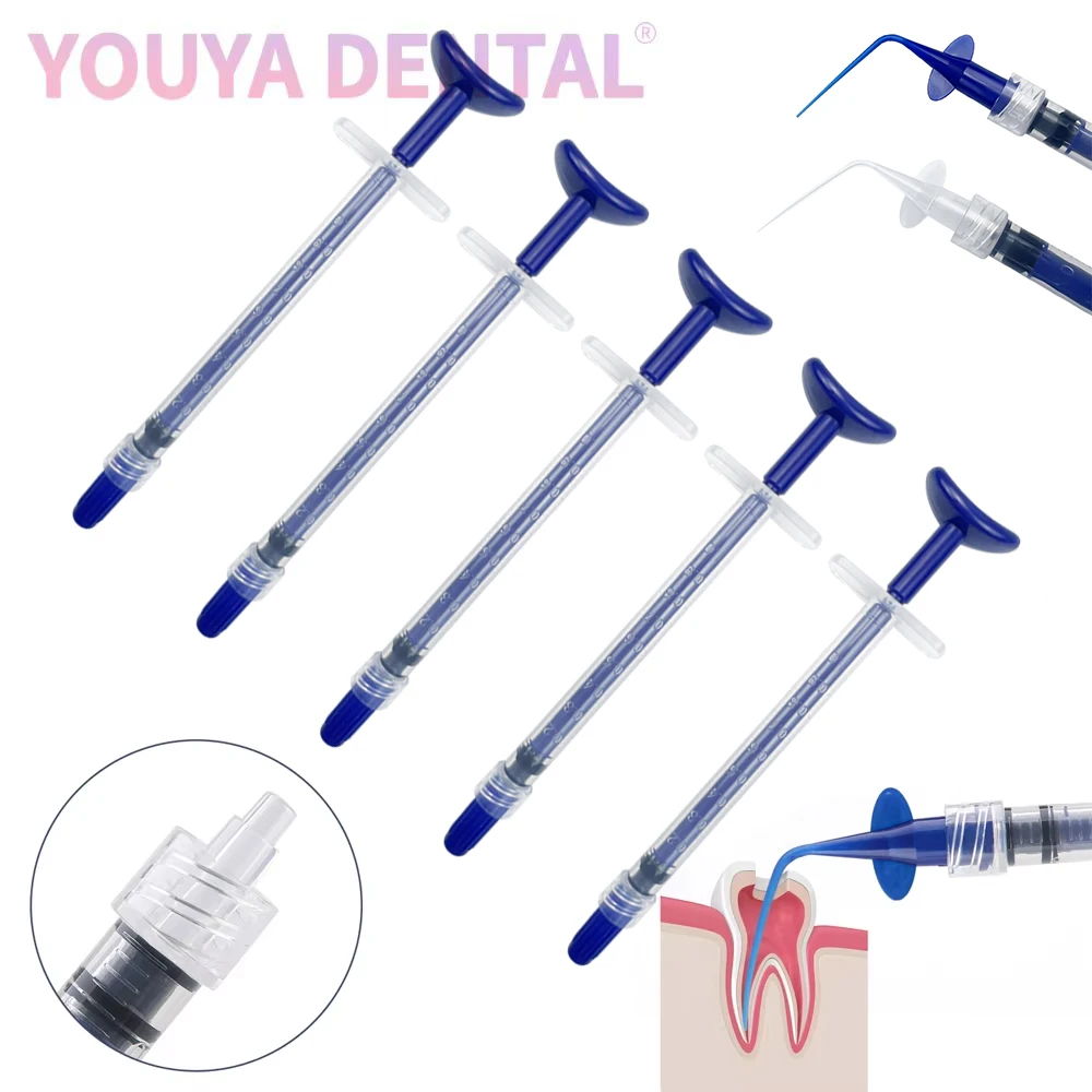 10 Pcs Dental 1ML Irrigation Syringe Disposable Irrigation Tip Set Root Canal Applicator For Etching Gel Paste Composite Sealant