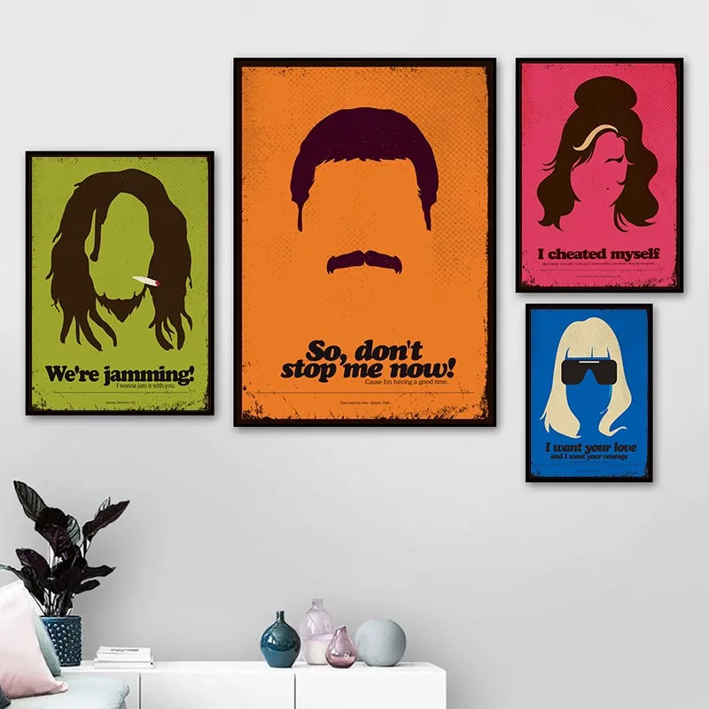 Minimalist Singers Posters Famous Singer Collection Pop Art  Song Lyris Painting Canvas Prints Wall Art For Fans Home Room Decor