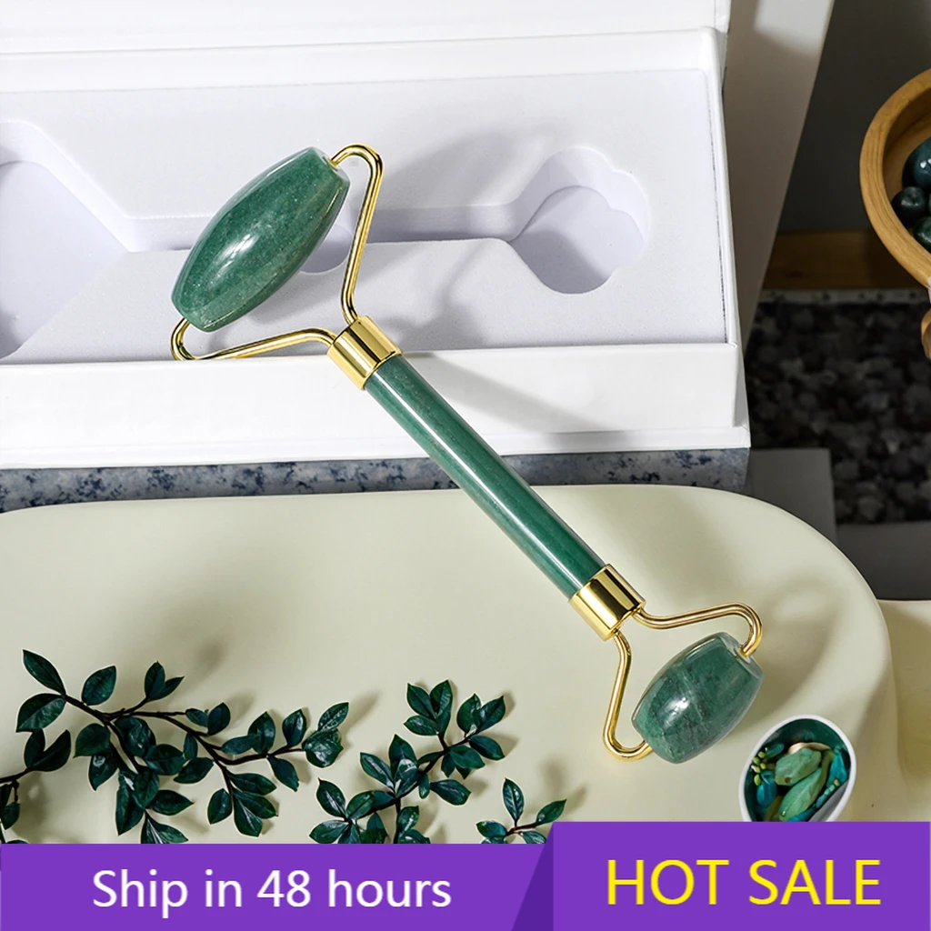 

YTYIN Wholesale Natural Aventurine Facial Roller Green Jade Body Care Massager Tool Jade Roller for Spa and Beauty Treatment