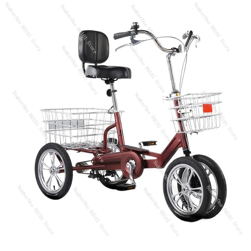 

Three-Wheeled Bicycle for Seniors and Middle-Aged People, Lightweight Pedal Human-Powered Transport Vehicle, Mini Adult Pedal