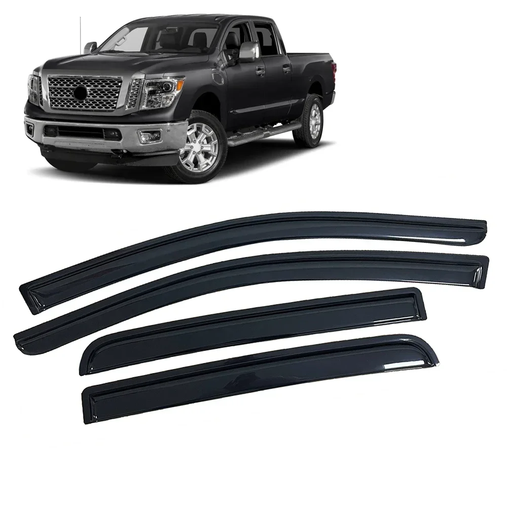 Window Visor for Nissan Titan A16 XD Crew CAB 2016 2017 2018 2019 2020 2021 Weathershied Side Door Visor Wind Sun Rain Guards