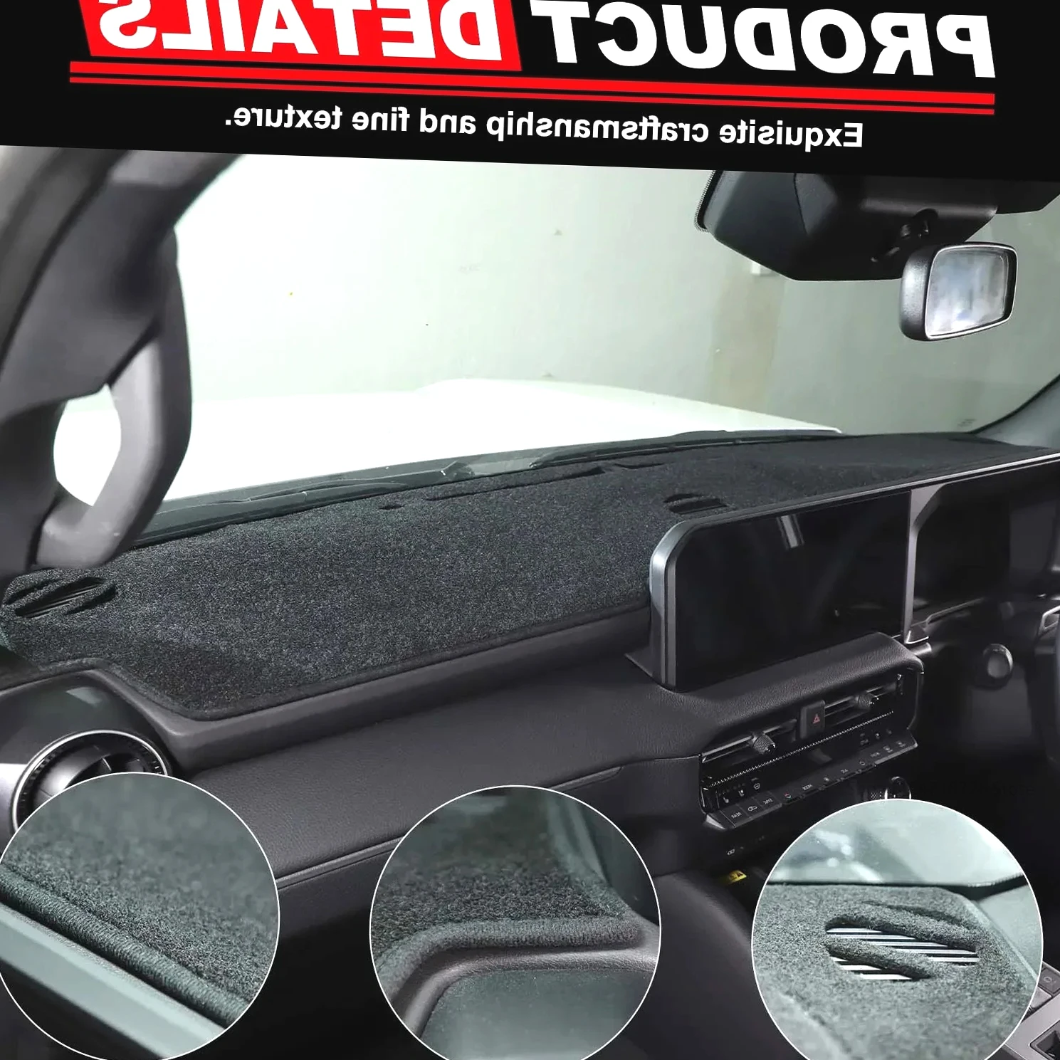 

Для Toyota Land Cruiser Prado LC250 2024 + черный полиэстеровый солнцезащитный коврик для приборной панели автомобиля (без версии HUD)