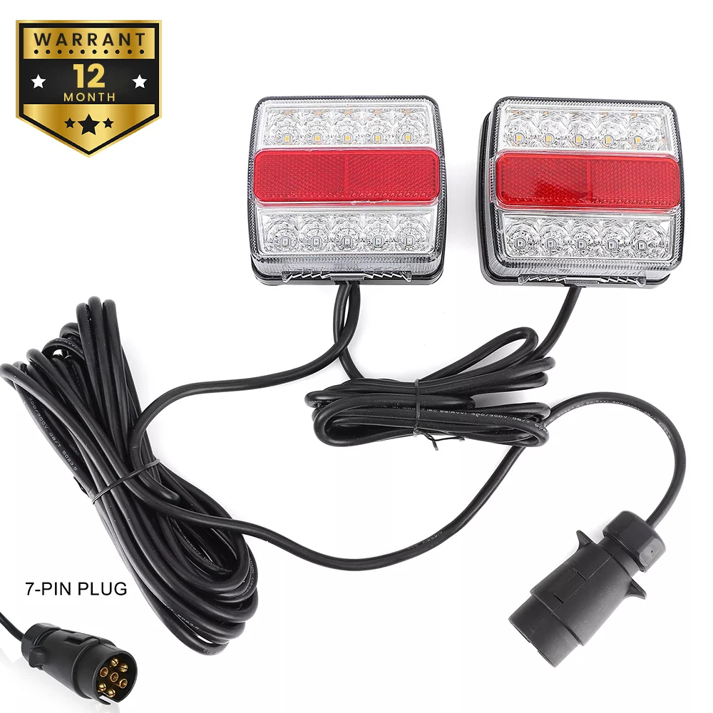 

1 Set 12V Rear Combination Towing Tail Light 16 LED Trailer 10m Cable 7 Pin Brake Stop License Number Plate Reflector Waterproof