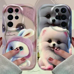 Lucky Rabbit Dog etui na telefon Samsung Galaxy S24 Ultra S23 S22 S21 Plus S20 FE A25 A55 A35 odporna na wstrząsy miękka silikonowa tylna obudowa