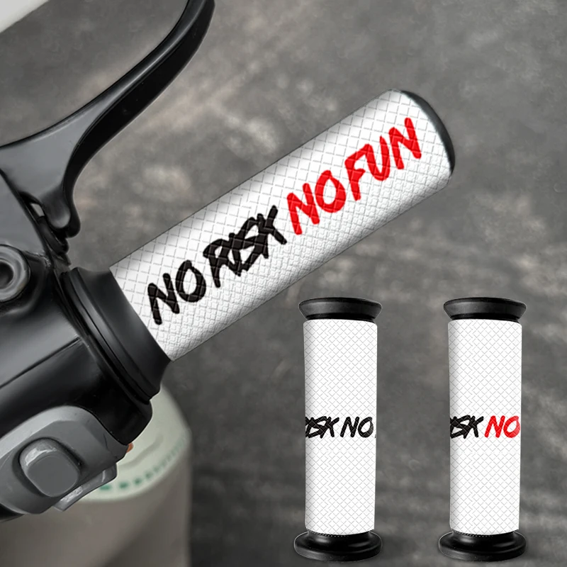 

2PCS NO RISK NO FUN Motorcycle Grip Stickers Diamond Pattern Waterproof Anti-Slip Decals for Modification E-Bike Bicycle Scooter