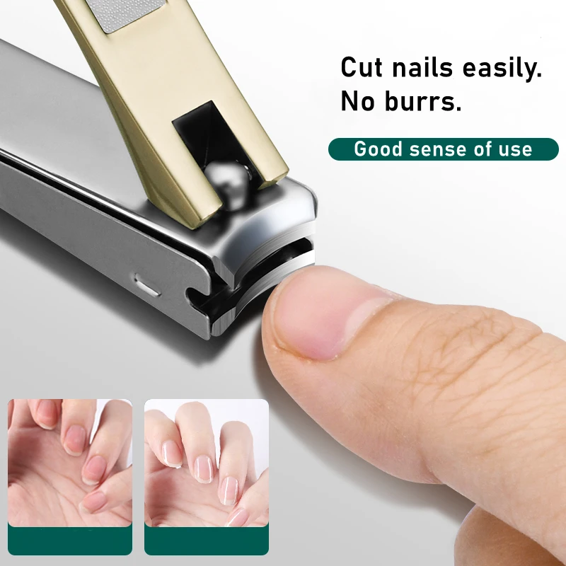 Coupe-ongles anti-éclaboussures en acier inoxydable avec lime, ciseaux durables, outil de manucure, coupe d'ongles incarnés durs, N64.