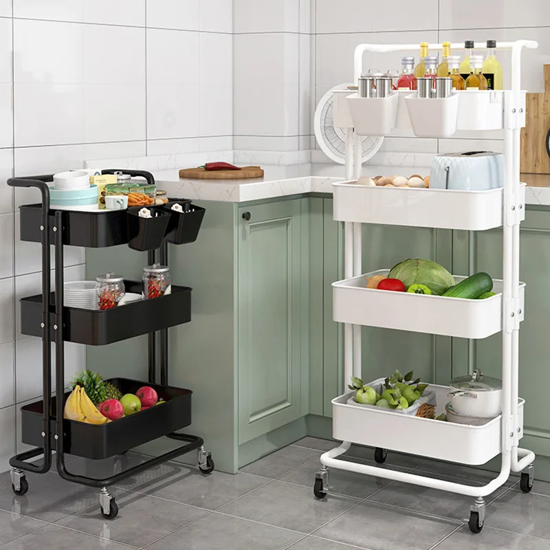 AOLIVIYA Kitchen Household Storage Rack Floor Multilayer Trolley Shelf For Bathroom Snack Organizer
