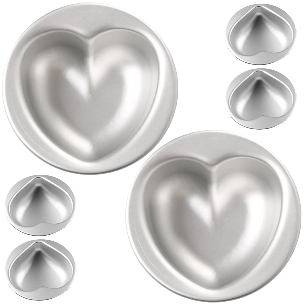 

6 Pcs Heart Shaped Cake Molds Aluminum Alloy Nonstick Baking Pan Smooth Surface Easy Storage Kitchen Bar Tools Mini Shapes