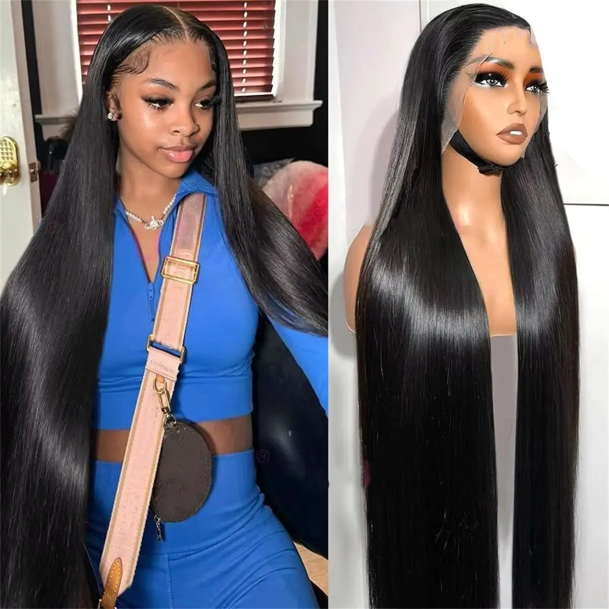 40 42 Inch Bone Straight 13x6 Lace Front Wig 13x4 360 Hd Pre Plucked Lace Frontal Wigs 100% Brazilian Human Hair For Black Women