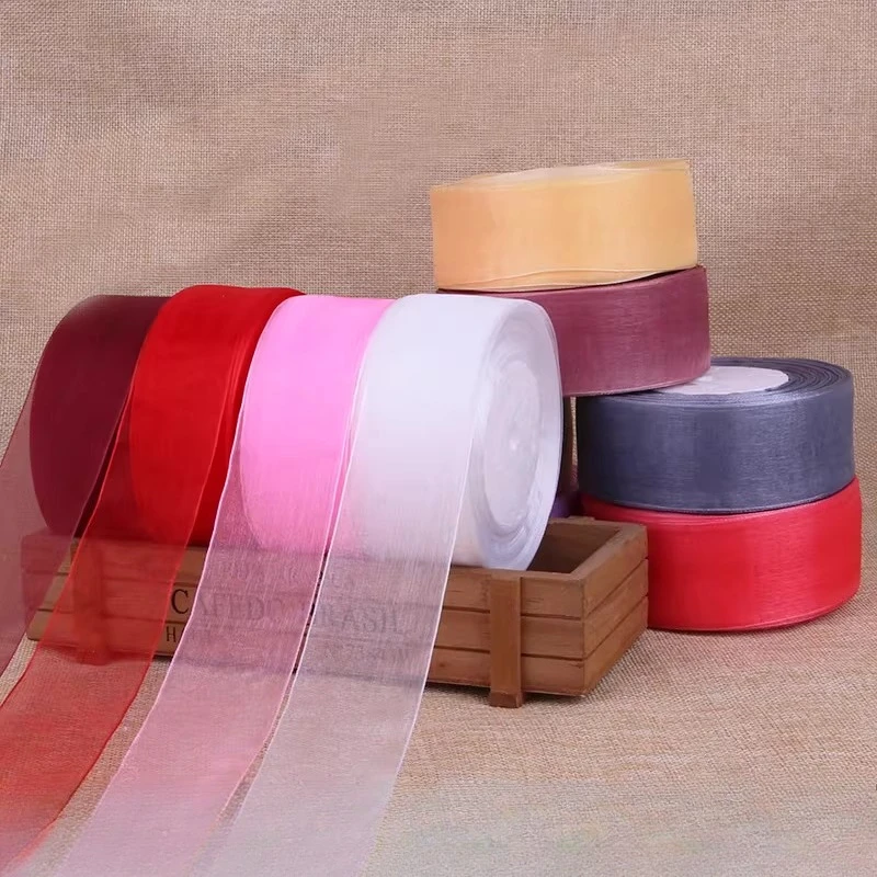 40mm White Organza Ribbon 45Meters/Roll DIY Crafts Crochet Supplies Wedding Decoration Valentine's Day Gift Wrapping