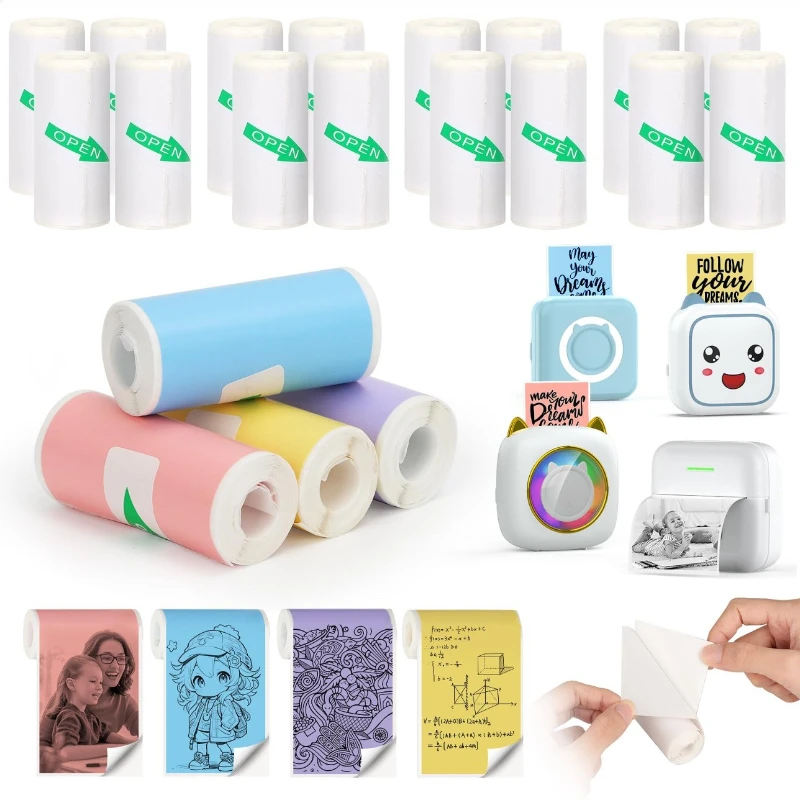 57X25mm ورق حراري صغير الطباعة ملصق ذاتي اللصق للطابعات الصغيرة تشكل آلة طفل كاميرا ملصقات استلام التسمية