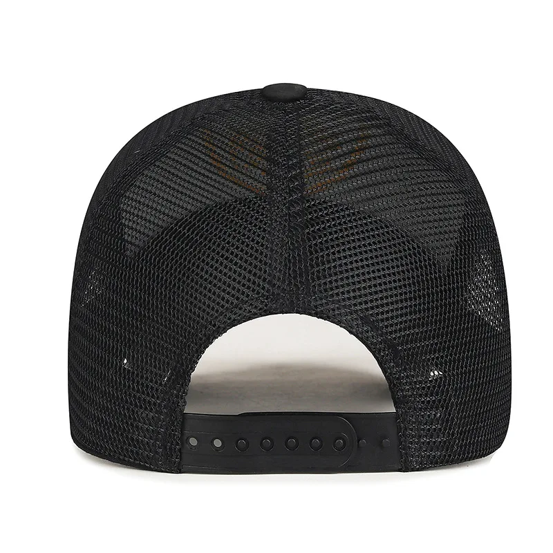 Embroidered Lion Head Black Sunscreen Hat Summer Outdoor Hardtop Mesh Baseball Cap Simple Atmospheric Breathable Snapback Cap