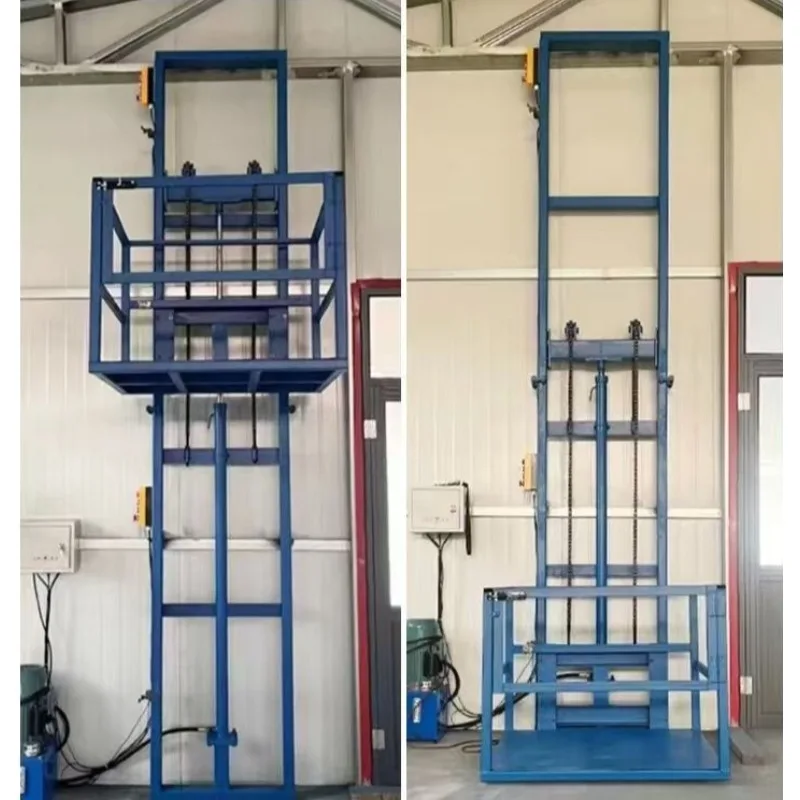 Deposit Guide Rail Hydraulic Cargo Lift Single Cylinder Lift Platform Warehouse Indoor Outdoor Goods Elevator Customizable