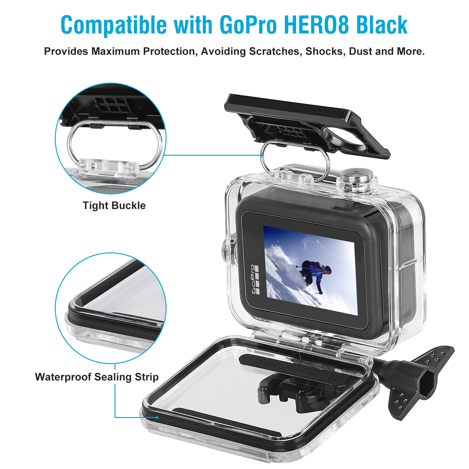 60m GOPRO8 Waterproof Protective Case GoPro Hero 8 Black Diving Housing for Go Pro 8 Underwater Cover Action Camera Accessories