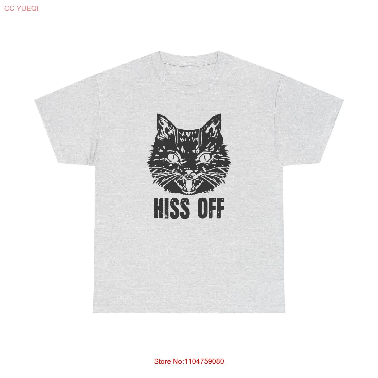 Hiss Off Funny Cat T Shirt Heavy Cotton  vintage Washed streetwear Unisex Slightly graphic Versatile Soft homme Breathable
