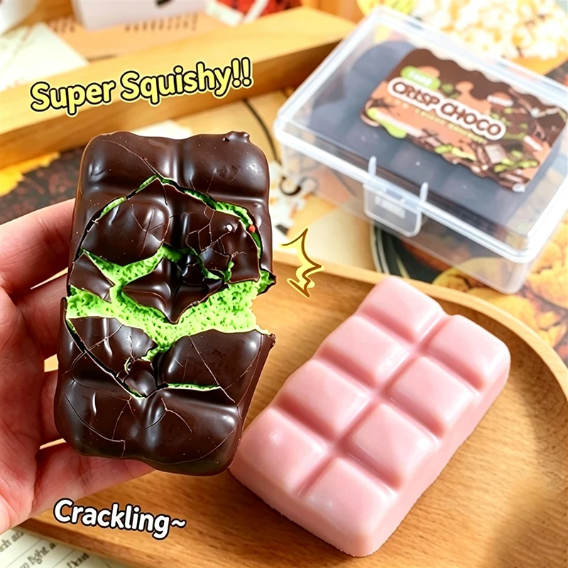 Simulation Ice Cream Chocolate Fidget Toy Wax Cracking Squeeze Crispy Crunch Sound ASMR Satisfying Anxiety Relief Toy Autism