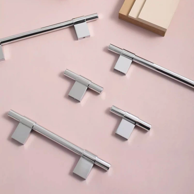 Kleine Knöpfe, Massives Messing, Silber Glänzend, Möbelgriff, Schlafzimmer-Kleiderschrank-Türgriff, Langer Griff, Küchenschrank-Schubladengriffe – Detail 6
