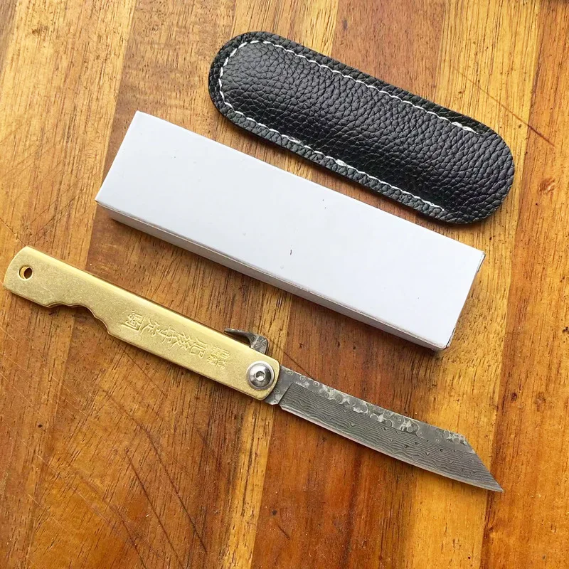 잠금 장치가 없는 접이식 칼, 호신용 칼, 가정용 과일 칼, 고경도 다마스커스 강철 주머니칼, 익스프레스 칼