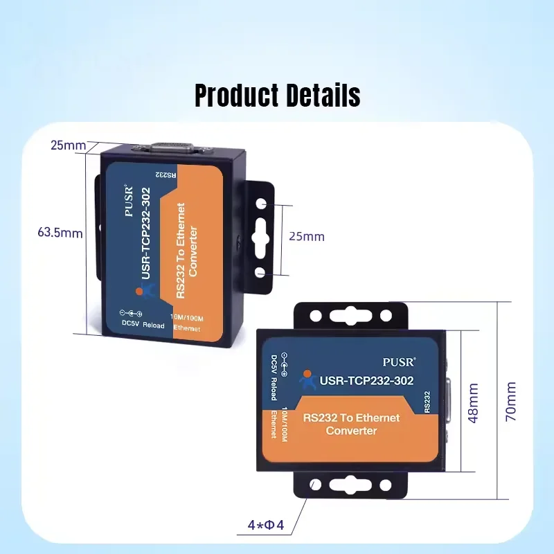 USR-TCP232-302 Supported Modbus Gateway RS232 to Ethernet Converter TCPIP to Serial